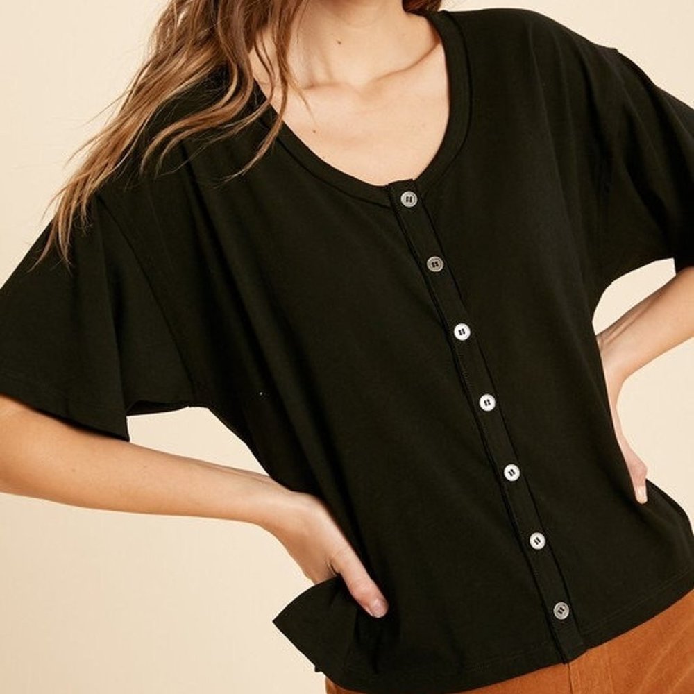 Black Button Down Top